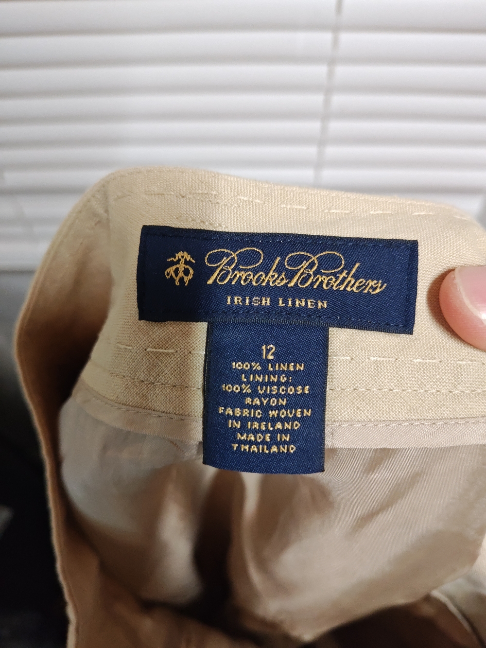 Brooks Brothers Irish Linen Beige/Tan High-Waist Trousers - Picture 2 of 4